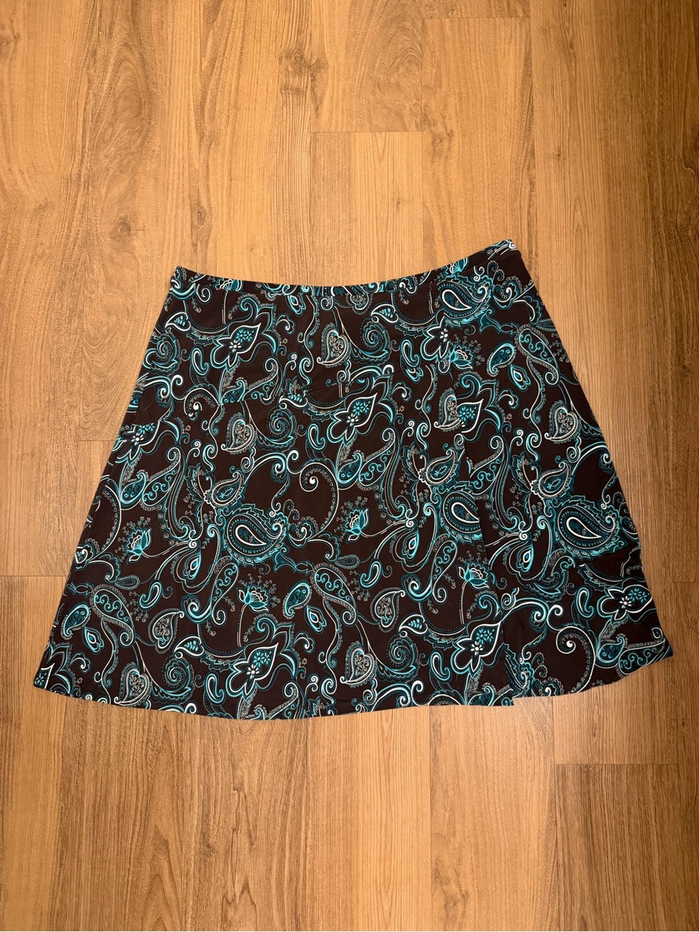 George Brown and Turquoise Blue Paisley Flowy Wrap Skirt Short Length